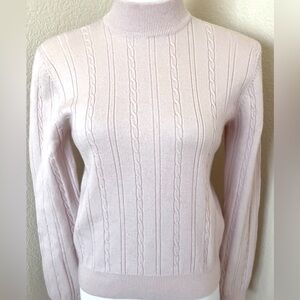 Turtleneck Sweater Women’s Turtleneck Pale Pink Wool Cable Knit Sweater